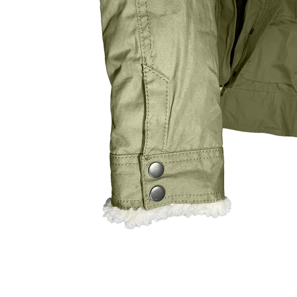 Hollister Olive Green Fur Collar Utility Jacket S - Picture 11 of 12